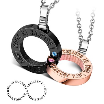 AchiCat．項鍊．情侶對鍊．命中注定．無限．黑玫款．單個．C5223