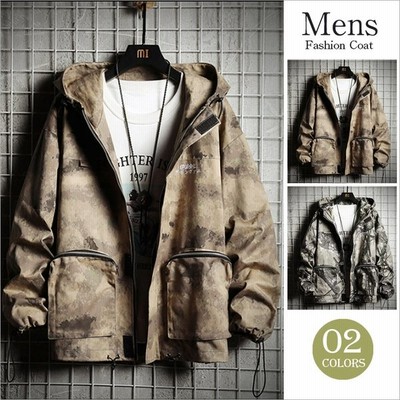 メンズマウンテンパーカー ジャケット ゆったり迷彩 春秋コートカバーオール アウター ジャンパー ブルゾンスタジャン 通販 Lineポイント最大get Lineショッピング