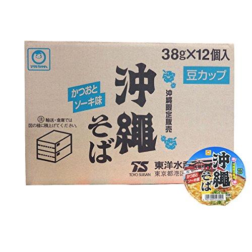 東洋水産 マルちゃん 沖縄そば 豆カップ かつおとソーキ味 1ケース 38g×12個 沖縄限定