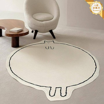 【加厚防滑】卡通貓地毯 客廳地毯 臥室地毯 茶几墊 地墊 地毯 北歐風 仿羊絨 圓形 可愛卡通 防滑底背 家用