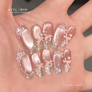 🔥熱銷爆款🔥【芭蕾舞劇】2026新款純手工美甲穿戴甲顯白氣質貓眼純欲美甲貼片✨好物甄選