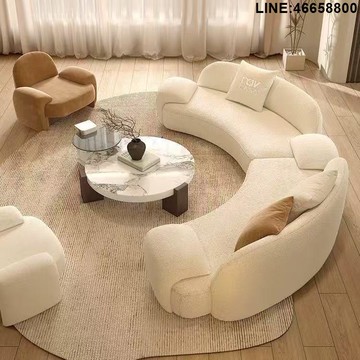 免運 開立發票 沙發 弧形沙發半圓形簡約北歐高級異形網紅出租房圓現代輕奢美容院沙發