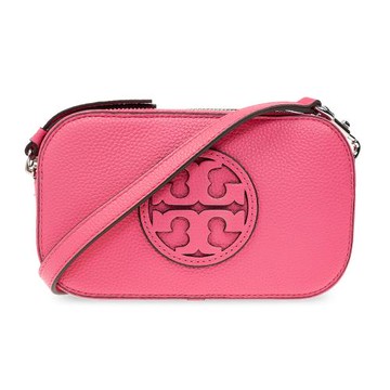 【TORY BURCH】雙拉鍊皮革迷你相機包-粉桃