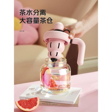 物生物吸管玻璃杯女耐高溫大容量水杯泡茶杯茶水分離杯子2024新款