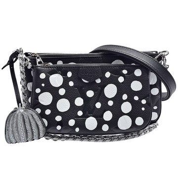 LV Louis Vuitton路易威登 M46410 聯名YK系列經典Empreinte皮革手拿/斜背包(黑/白色)