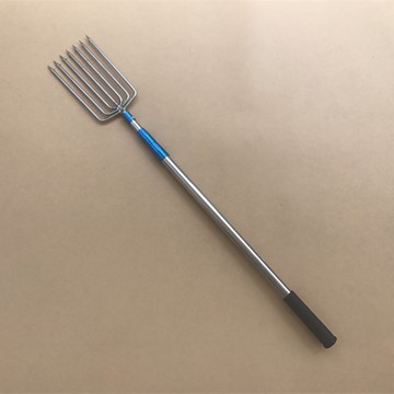 7齒圓尖帶倒刺平叉 不銹鋼伸縮藍套桿子 3m6m7m內外雙鎖桿 失手繩