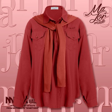 兩件式披肩刺繡襯衫