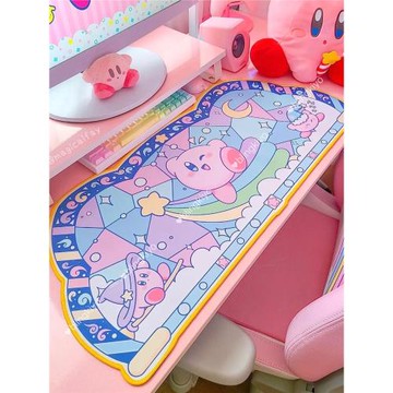 可愛卡比超大號游戲鼠標墊 電競ins風大號桌墊 軟萌防滑加厚軟墊