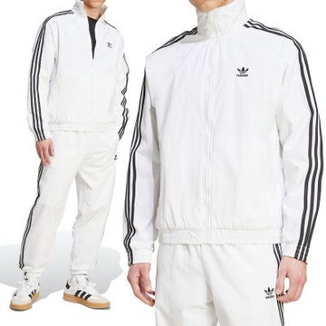 Adidas Firebird Tt 男款 白色 寬鬆 經典 三條紋 立領 夾克 休閒 運動 外套 JY1328