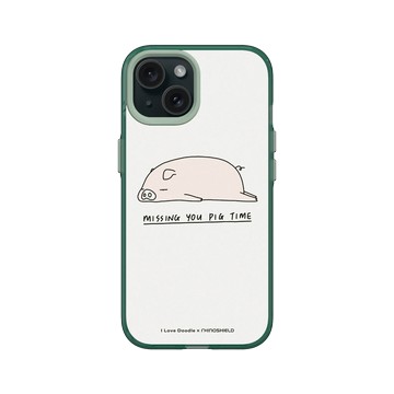 iPhone 15 Clear 憂墨綠 - ilovedoodle (Lim Heng Swee) - Missing You Pig Time 豬