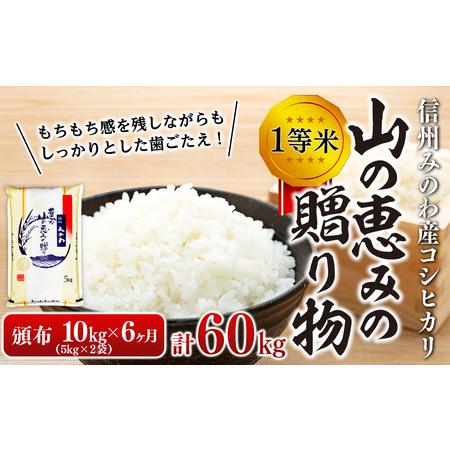 ふるさと納税 ６ヶ月連続お届け 定期便 信州産 コシヒカリ 1等米 「山の恵みの贈り物」 10kg（5kg×2袋）　計60kg （ お米 コ.. 長野県箕輪町