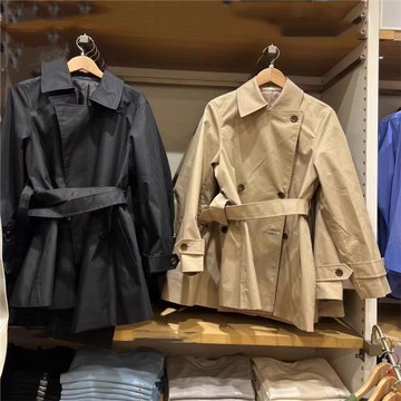 試衣間出品2023春新款百搭短款寬松腰帶雙排扣風衣外套女K457227