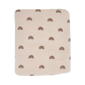 JoyNa - 四層棉紗布毯 兒童紗布蓋被 四季被-棕色彩虹 (130*110CM)