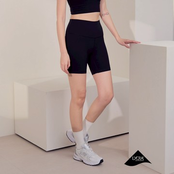 Lycra彈力高腰三分運動褲-Black