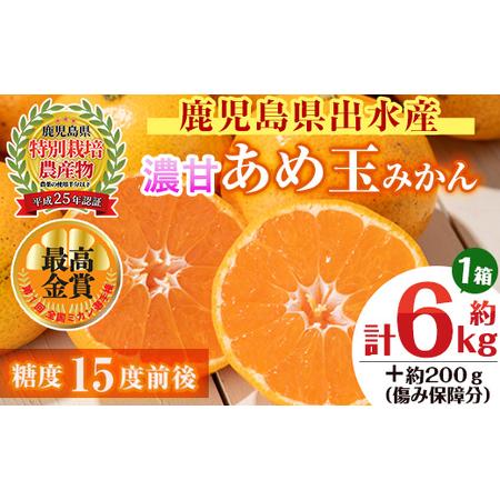 ふるさと納税 i570 ＜2023年11月上旬〜2024年1月下旬の間に発送＞温州みかん日本一！濃甘あめ玉みかん(約6kg・1箱＋傷.. 鹿児島県出水市