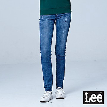 Lee 女款 403 超低腰修身窄管牛仔褲 中藍洗水