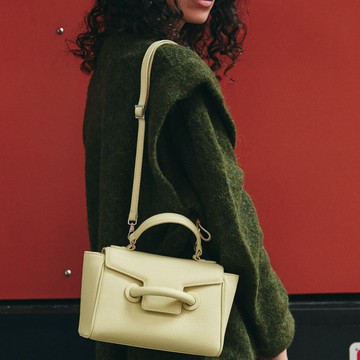 美國 VASIC Ever Mini Mini 皮質掀蓋手提包 淡檸黃