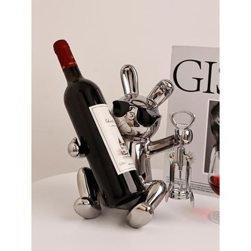 兔子紅酒架裝飾品客廳喬遷禮物電鍍銀輕奢餐邊柜酒托酒柜兔年擺件