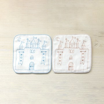 ORUNET 日本今治產 童趣城堡小方巾 (14cm*14cm) - 天空藍色