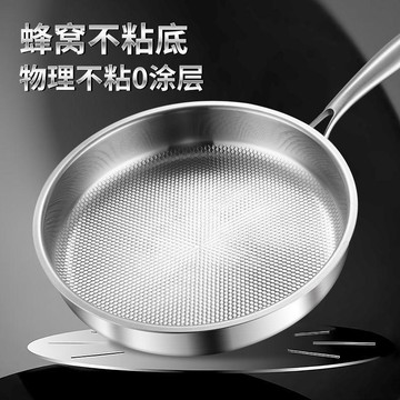 🌸台灣出貨🌸德國316不鏽鋼平底鍋蜂窩不粘鍋無塗層煎鍋電磁爐燃氣竈通用炒鍋