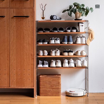 熱銷 附發票 家用日式鞋架可移動置物架原木風落地多層門口入戶玄關鋼制收納架【全館特惠 PPW1234】