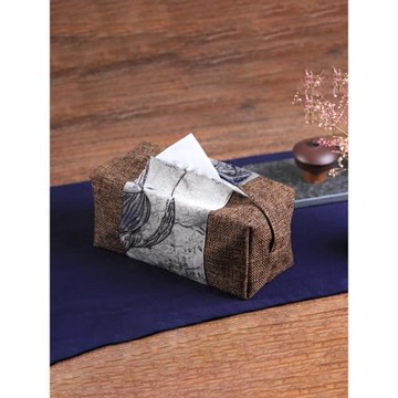 手工棉麻布藝紙巾盒 車用客廳抽紙盒 田園風創意面巾紙巾收納盒