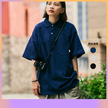 【CLAN】寬版口袋Polo衫 日系 Polo 珠地棉 寬版口袋 短袖