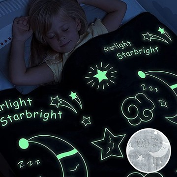 美國Snooze Bliss夜光保暖毯-灰星星月亮