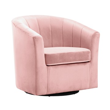 E-home Dani丹妮絨布可旋轉休閒椅-五色可選粉紅