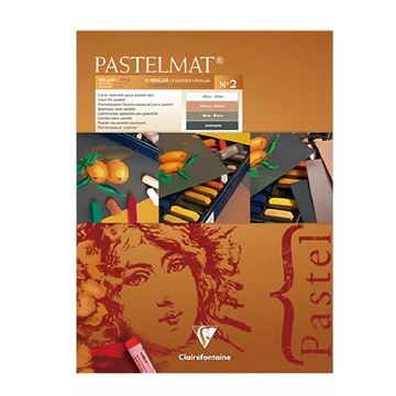 Clairefontaine CF-PASTELMAT PAD N°2 粉彩砂卡紙本 上方封膠 CF-96008 白色/棕色/茶红色/灰色 360g  30 x 40cm  12張
