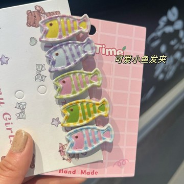 💥臺灣有貨💥免運💥日系格子可愛百搭髮夾小魚甜美少女i卡通夾子劉海側邊頭飾鴨嘴夾精選