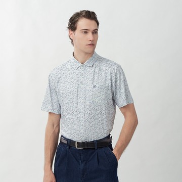 Pierre Cardin 男款 平紋數位印花短袖POLO衫-白色 (5267290-90)