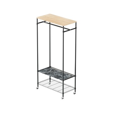 【Y HOUSE】90x45x185(含輪高)木頂板單桿衣架 開放式衣架 移動衣帽架-平台款黑色