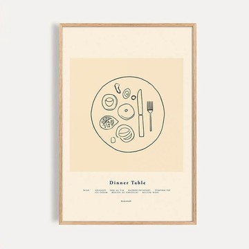 餐桌晚宴 / 現代美學 簡約線條餐具與美食靜物 藝術裝飾畫