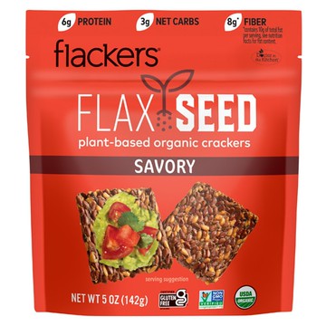 Doctor In The Kitchen Flackers Organic Flax Seed Crackers Savory Garlic Onion Basil & Red Chile Pepper 5 oz