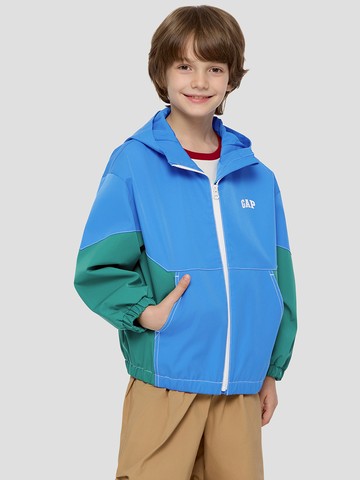 男童裝 Logo印花連帽外套-藍色