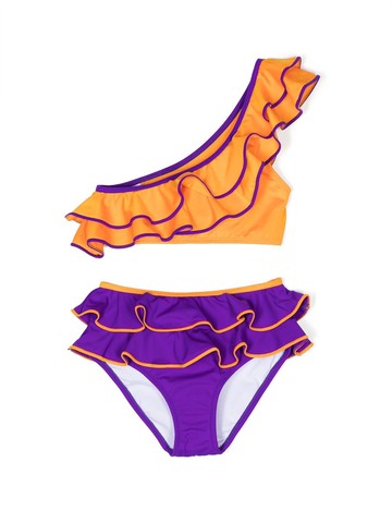 Nessi Byrd Kids - Maya ruffled bikini set - kids - Polyamide/Elastane - 6 yrs - Orange