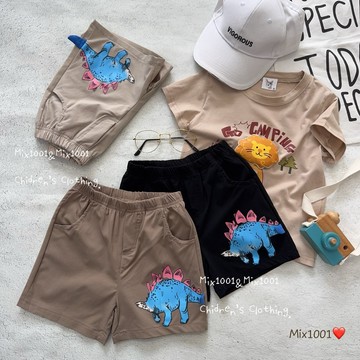 🌈✨mix1001 彩色恐龍印圖短褲✨兒童印圖短褲 5-17