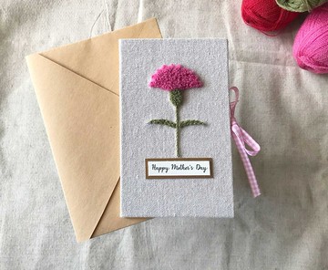 康乃馨花   母親節 手工卡片 Mother's Day Card  | 桃紅色花