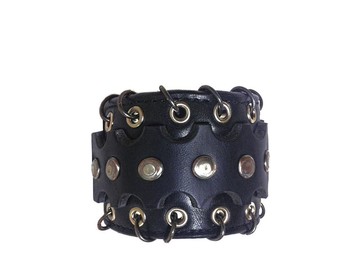 黑戒指裝飾皮手鍊