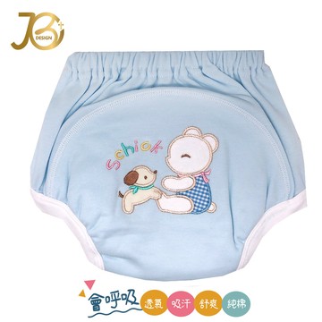 JB clothes - 台灣製-嬰幼兒學步褲(學習褲)-小熊藍