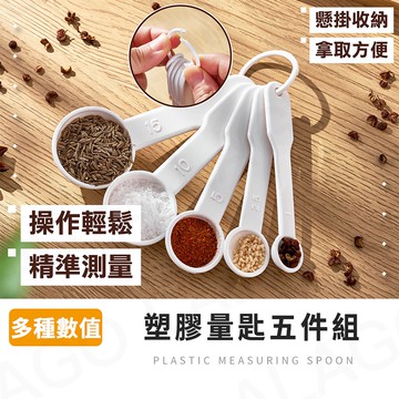 【拉拉購】塑膠量匙五件組 小量匙 1克量匙 5克量匙 5g中藥匙 1克 1g湯匙 一平匙 容量 量匙 奶粉勺