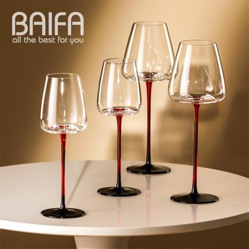 高檔黑領結紅酒杯輕奢風歐式家用高腳波爾多高腳杯網紅葡萄酒杯
