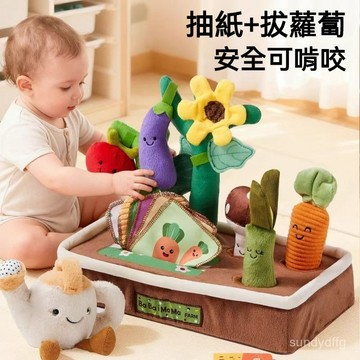 🥕 模型毛絨衚蘿蔔 拔蘿蔔玩具  嬰兒拔蘿蔔 蘿蔔抽紙 寶寶果蔬拔拔樂 0-1嵗毛絨玩偶 幼兒益智可啃咬蔬菜 水果拔拔樂