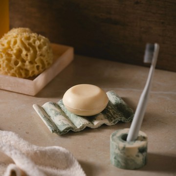 丹麥 Ferm Living MIST 皂盤 翠石白