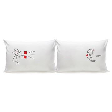 吸住你 對枕枕頭套組 男孩遇見女孩系列 白/藍 | Humantouch