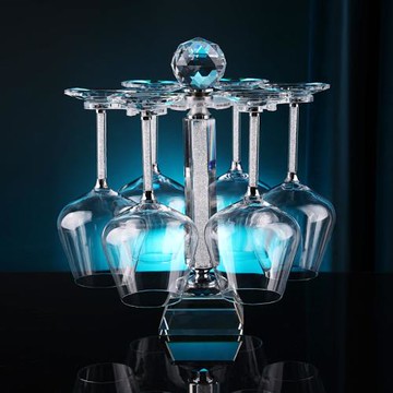 奢華水晶玻璃好看的紅酒杯輕奢家用高腳杯鉆石杯杯架套裝