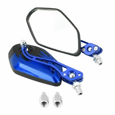 オートバイバックミラー オートバイリアビューミラー 炎のパターン 耐衝撃性 耐久性 ネジ径 10mm / 8mm 鏡面180度/ハンドルロー