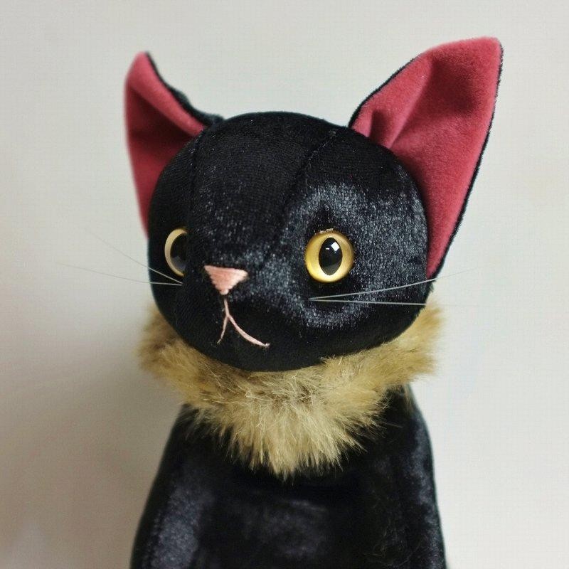 黒猫のぬいぐるみ 紫色の耳と目 ぬいぐるみ リアル ねこ ナルシス ミッドナイト Cuddly カドリー