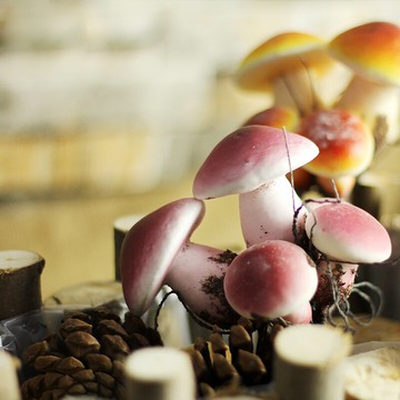 七茉仿真植物蘑菇花藝搭配室內裝飾道具森林仿生綠植裝飾擺件插花